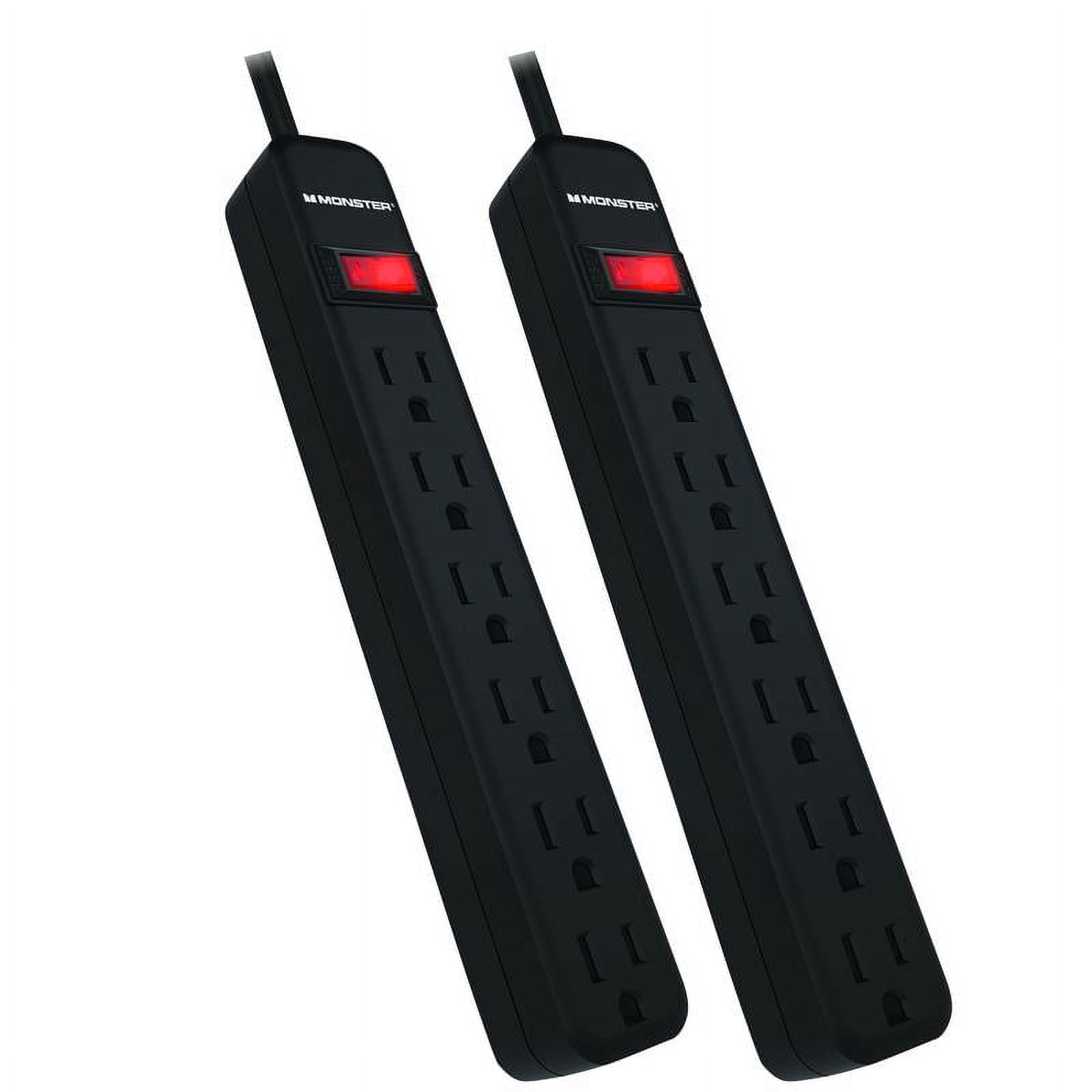 Monster 3001099 2 ft. 6 Outlets Power Strip with Surge Protection, Black