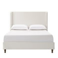 thumbnail image 4 of Noble House Harper Queen Upholstered Bed Frame, 54" Tall Chenille Headboard with Curved Wingback, Cream White, 4 of 12