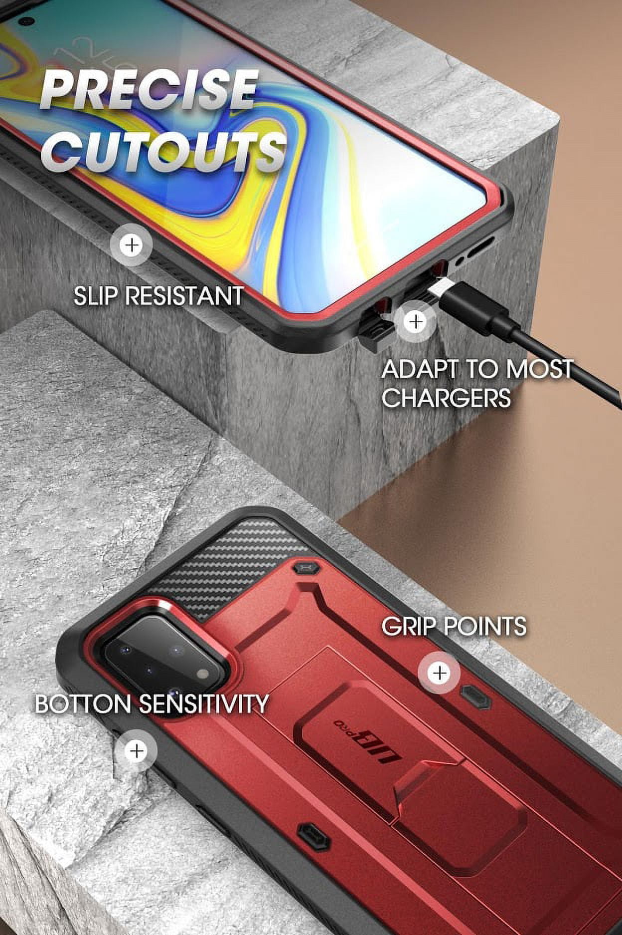 SupCase Unicorn Beetle Pro Series Designed for Samsung Galaxy A51 Case (Not Fit A50), Full-Body Rugged Holster & Kickstand Case with Built-in Screen Protector (Ruddy)