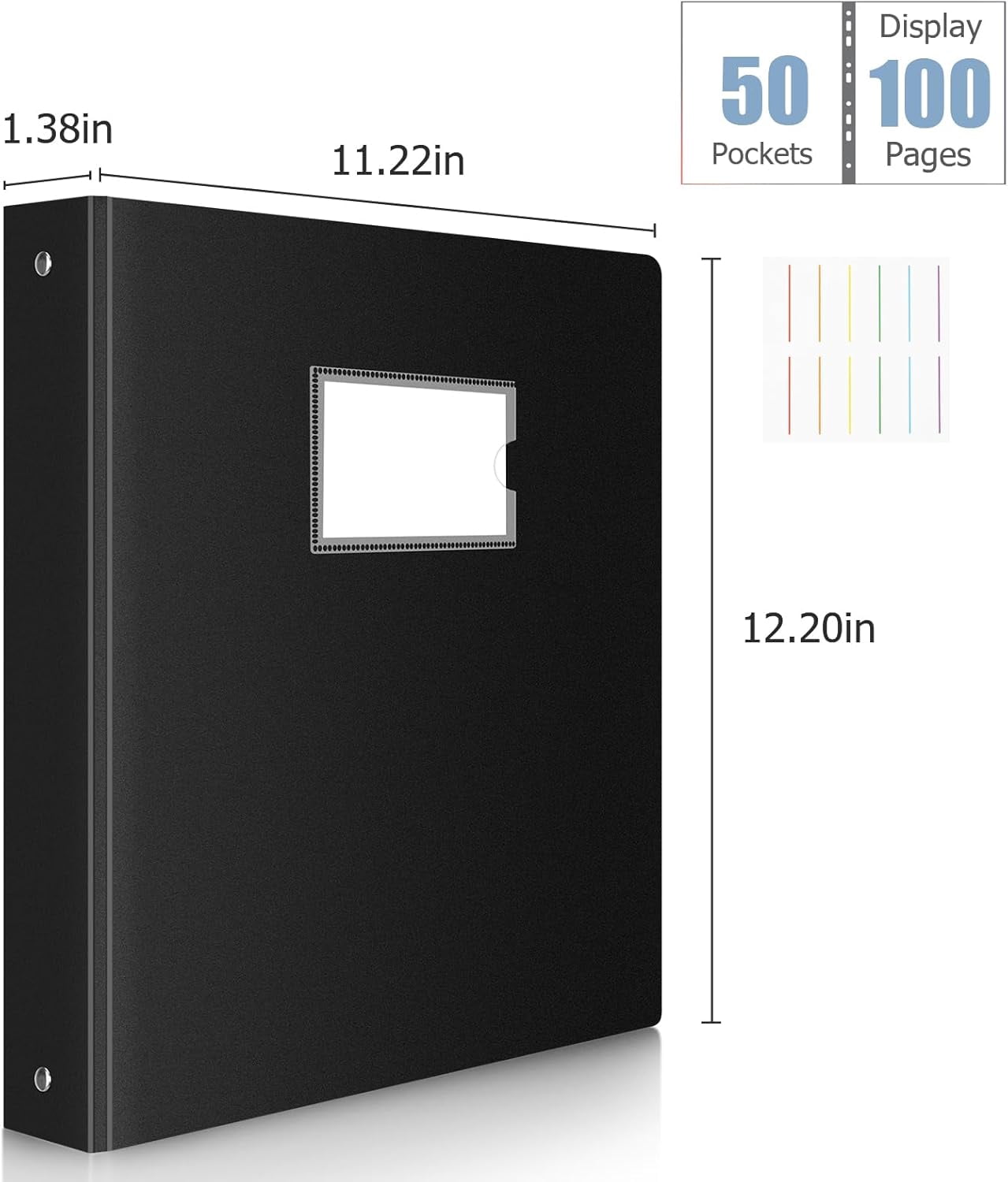 50-Pocket Binder with Plastic Sleeves for Letter/A4 Size(11" x 8.5"), Document Organizer Papers, Certificates and Artwork, Colorful PP Divider Pages Presentation