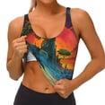 thumbnail image 3 of Picia Abstract Tree Castle Sports Bra for Women,Padded Strappy Sports Bras Medium Support Yoga Bra with Removable Cups,Running Yoga Bra-X-Large, 3 of 9