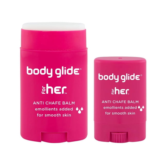 Bálsamo antirozaduras BodyGlide For Her, paquete de 45 ml y 10 ml