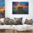thumbnail image 3 of Designart Wide Wooden Bridge into Distant Sun - Pier Seascape Throw Pillow - 16x16, 3 of 4
