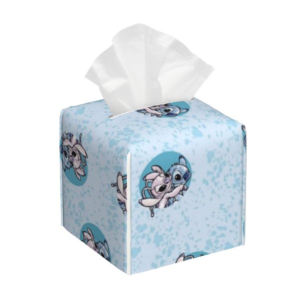 Funda para caja de pañuelos de cuero con puntadas cuadradas, soporte para papel de seda con cinturón inferior, funda estética para papel facial con forma de cubo, decoración moderna para baño y