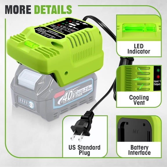 New For Ma*kita 40V Li-ion Battery Charger With LED Indicator