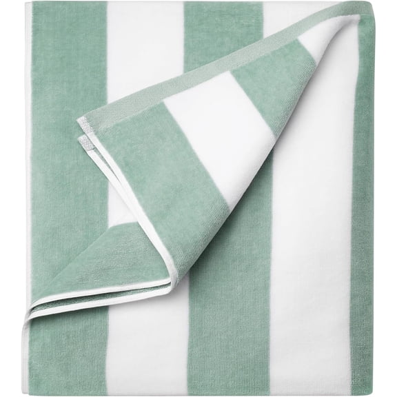 MORAVE Large Oversized Cotton Beach Towel 36 x 70 Inch, Striped Pool & Bath Towel Soft Swim Towel for Adults (Teal)