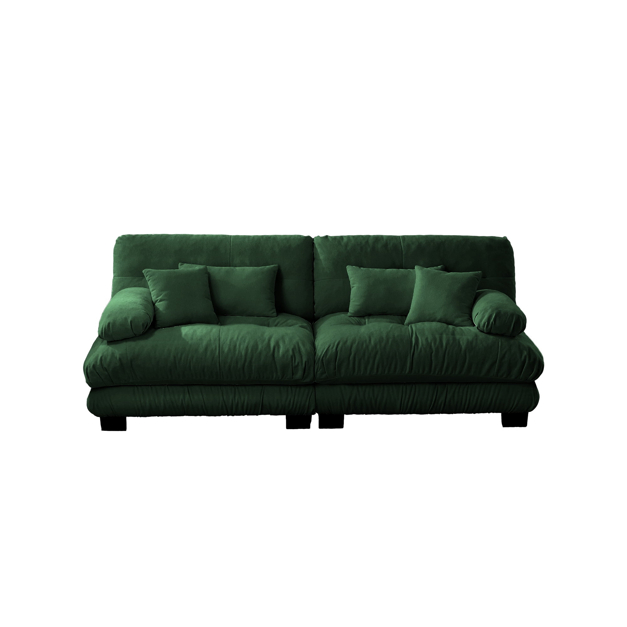 Cloud Couch 2 Seater Sofa for Living Room, Chenille 2, Seat Sofa With 2 Lumbar Pillows and 2 Throw Pillows, Chenille Green