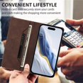 thumbnail image 4 of Magnetic Phone Case For iPhone 16e 6.1-inch with RFID Blocking,Magnetic Closure,Card Slots,Cash Slot,Kickstand,Shockproof Flip Folio Protective Phone Case,Brown,For iPhone 16e, 4 of 10