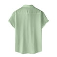 thumbnail image 5 of Mens Short Sleeve Tee Shirts Button Down Solid Color Textured Fashion Hawaiian Summer Tops, 5 of 5