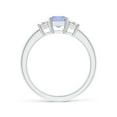thumbnail image 2 of ANGARA Natural 1 ct Tanzanite and Diamond Three Stone Ring in 14K White Gold for Women (Size-7x5mm) | December Birthstone, Birthday, Anniversary, Jewelry Gift for Women | Natural Tanzanite Ring, 2 of 8