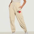 thumbnail image 2 of CKpwisy Taper Sweatpants for Women Loose Comfy Drawstring Cargo Pants Elastic Waist Graphic Trousers with 6 Pockets Workout Athletic Joggers Ladies Fashion Fall Outfits, 2 of 7