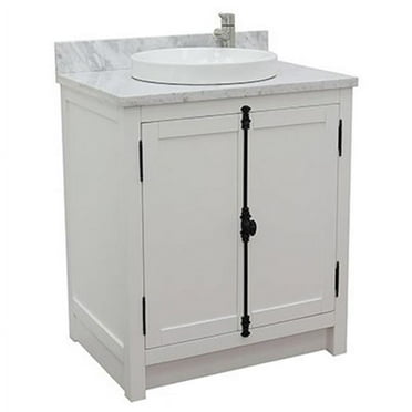31 x 22 x 36 in. Single Vanity, Glacier Ash Top with White Carrara & Round Sink