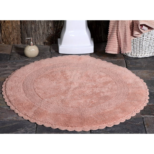 Bath Rug 100 Soft Cotton 36 Inch Round 200 GSF Reversible Hand Woven