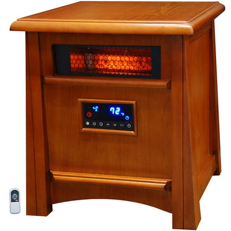 Lifesmart Heaters Life Pro Series 1500-Watt 8 Element Infrared Heater with Deluxe All Wood Cabinet and Remote Browns / Tans LS-8WIQH-LB-IN