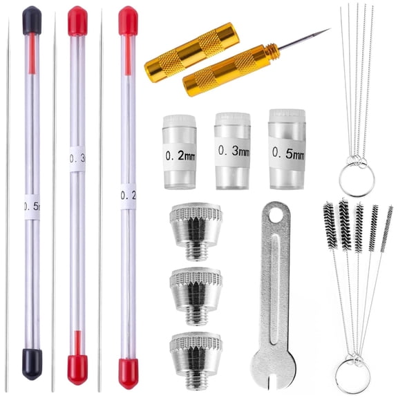 Sinyiin 21Pcs Airbrush Tool Kit With Durability Nozzle Caps Replacement Needle Brushes