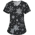 thumbnail image 4 of Wirziis Christmas Costumes for Women Nursing Scrub Tops Christmas Printed Working Uniform Short Sleeve V-Neck Workwear Blouse T-shirt with Pockets, 4 of 5