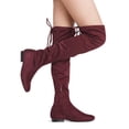 thumbnail image 5 of DREAM PAIRS Women's Fashion Faux Suede Over The Knee Thigh High Flat Boots PAULINE BURGUNDY Size 9.5, 5 of 7
