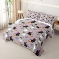 thumbnail image 3 of Homewish Cartoon Witch Cat Quilt King for Girls, Halloween Spooky Animal King Coverlet Set, Light Gray, 3-Piece 1 Bedspread and 2 Pillowcases, 3 of 7