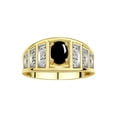thumbnail image 1 of RYLOS Bagues pour Femmes Bague en Or Jaune 14K Style Classique Pierre Précieuse Ovale 7X5MM et Bague en Diamant Cabochon Onyx Bijoux Taille 7, 1 of 7