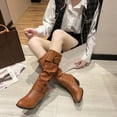 thumbnail image 4 of Fesfesfes Cowgirl Boots for Teen Girls Fall/Winter Tall Round Toe Chunky Heel Boots Ladies Fashion Casual Boots 7(39), 4 of 9