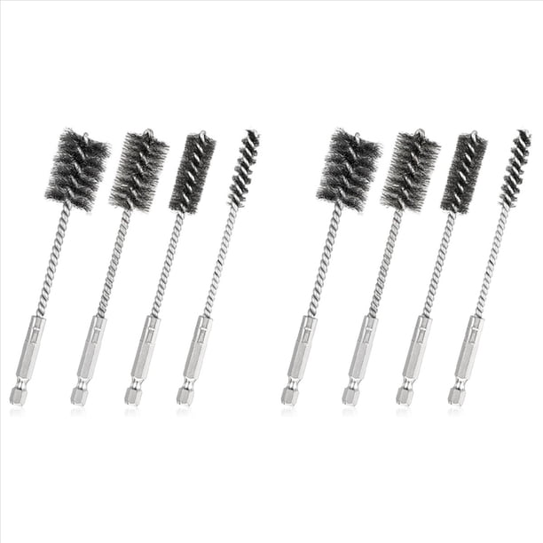 Juego de 8 Cepillos de Alambre para Taladro de Acero Inoxidable de 3/8, 1/2, 3/4 y 7/8 Pulgadas para Puertos de Taladro, Tubos y Cojinetes