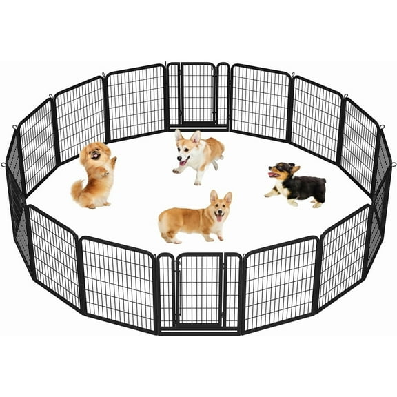 Topeakmart 31.5″ Tall 16 Panels Metal Dog Playpen for Exercise Outdoor Indoor Fence, Black