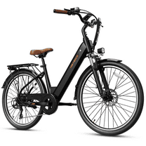 Heybike Electric Bike for Adults, 500W City Cruiser Ebike with 36V 13AH Built-in Battery, 26" Step-thru Electric Commuter Bike for Woman, Front Suspension, 7-Speed Bicycles UL2849