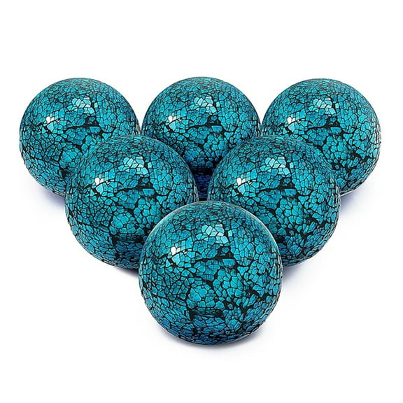6 Pieces Decorative Balls for Centerpiece Bowls Decorative Orbs Set 2.36 Inch Glass Mosaic Sphere Balls Centerpiece Balls for Bowls Vases Dining Table Decor