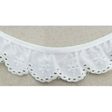 1-1/8" Ruffled Gathered Embroidery Eyelet Trimming - 8 Yards Total!