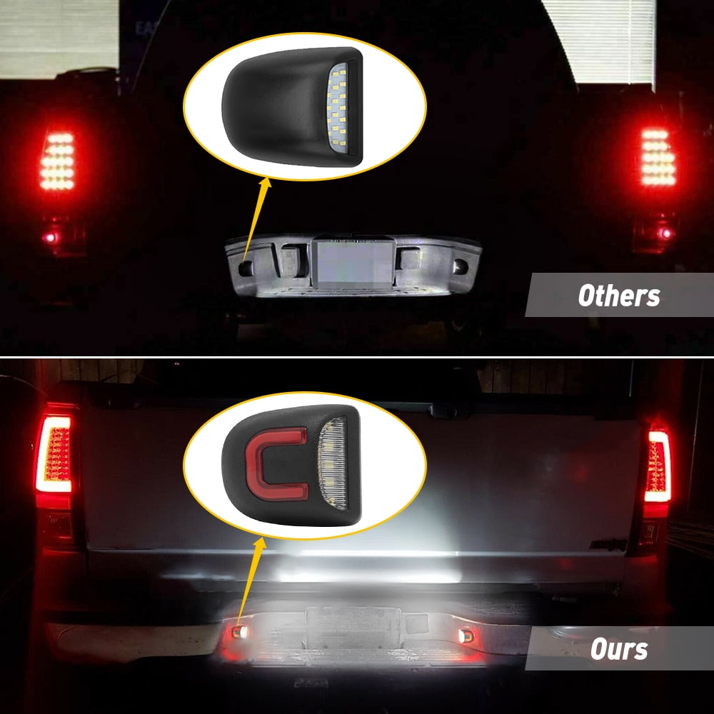 LED License Plate Light Tag Lamp Assembly Replacement For 1999-2013 Chevy Silverado GMC Sierra, DC12V 6000K White, Pack of 2