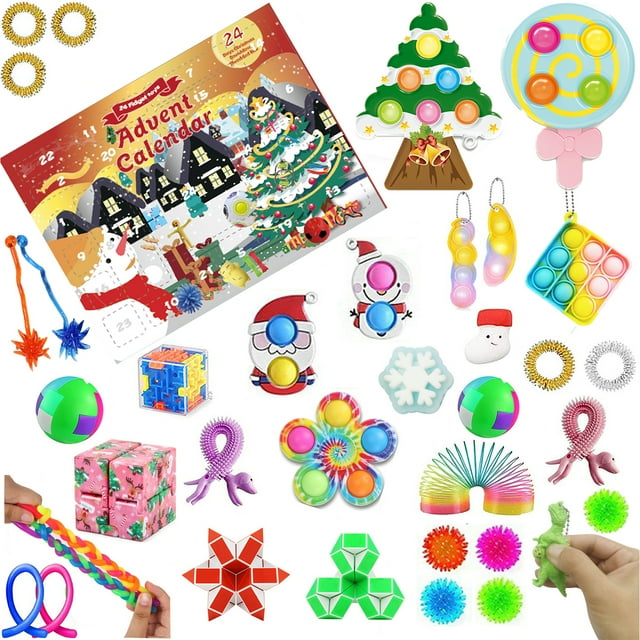 xiaxaixu 24-day Christmas Countdown Calendar Sensory Fidget Toy Bag