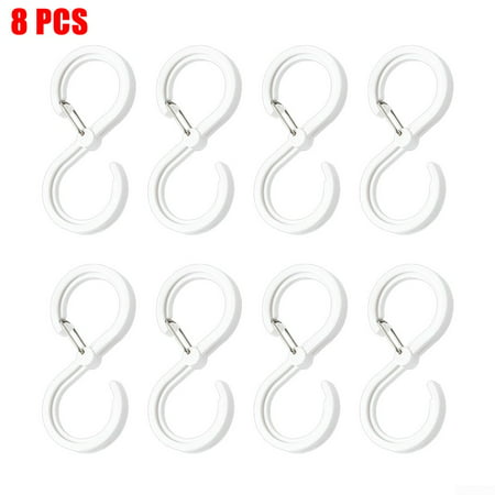

JSSH 8 Pcs White Plastic S Shape Hanger Hook for Home Clothing Coat Baskets
