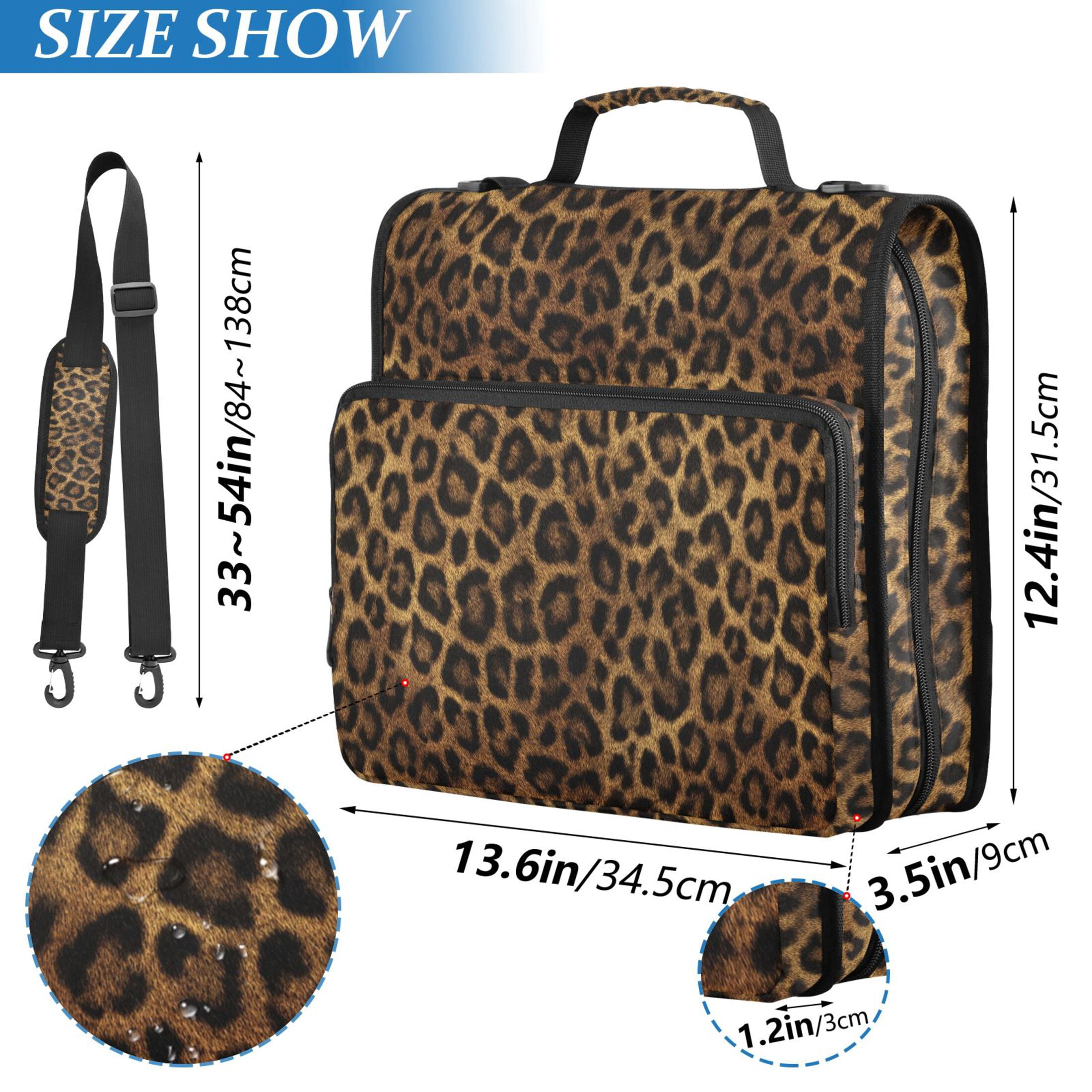 Zipper Binder Beautiful Leopard Print 1.5 Inch Binder Folder Bag with Shoulder Strap and Handle