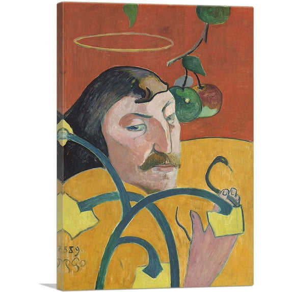 ARTCANVAS Self-Portrait with Halo and Snake 1889 Canvas Art Print by Paul Gauguin - Size: 18" x 12" (1.50" Deep)