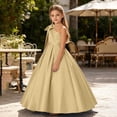 thumbnail image 2 of OGLCCG One Shoulder Flower Girl Dresses for Wedding Satin Prom Dresses Princess A Line Long Formal Evening Gowns with Bow 2-14 Years, 2 of 5