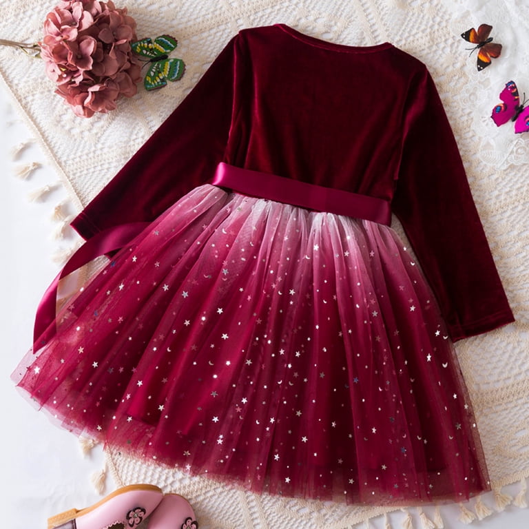 Little Girls Dresses Fall Children Christmas Long Sleeve Bowknot Star Prints Tulle Clothes Cute Princess Dress for Girls Size 6-7T - Walmart.com Little Girls Dresses Fall Children Christmas Long Sleeve Bowknot Star Prints Tulle Clothes Cute Princess Dress for Girls Size 6-7T - Walmart.com