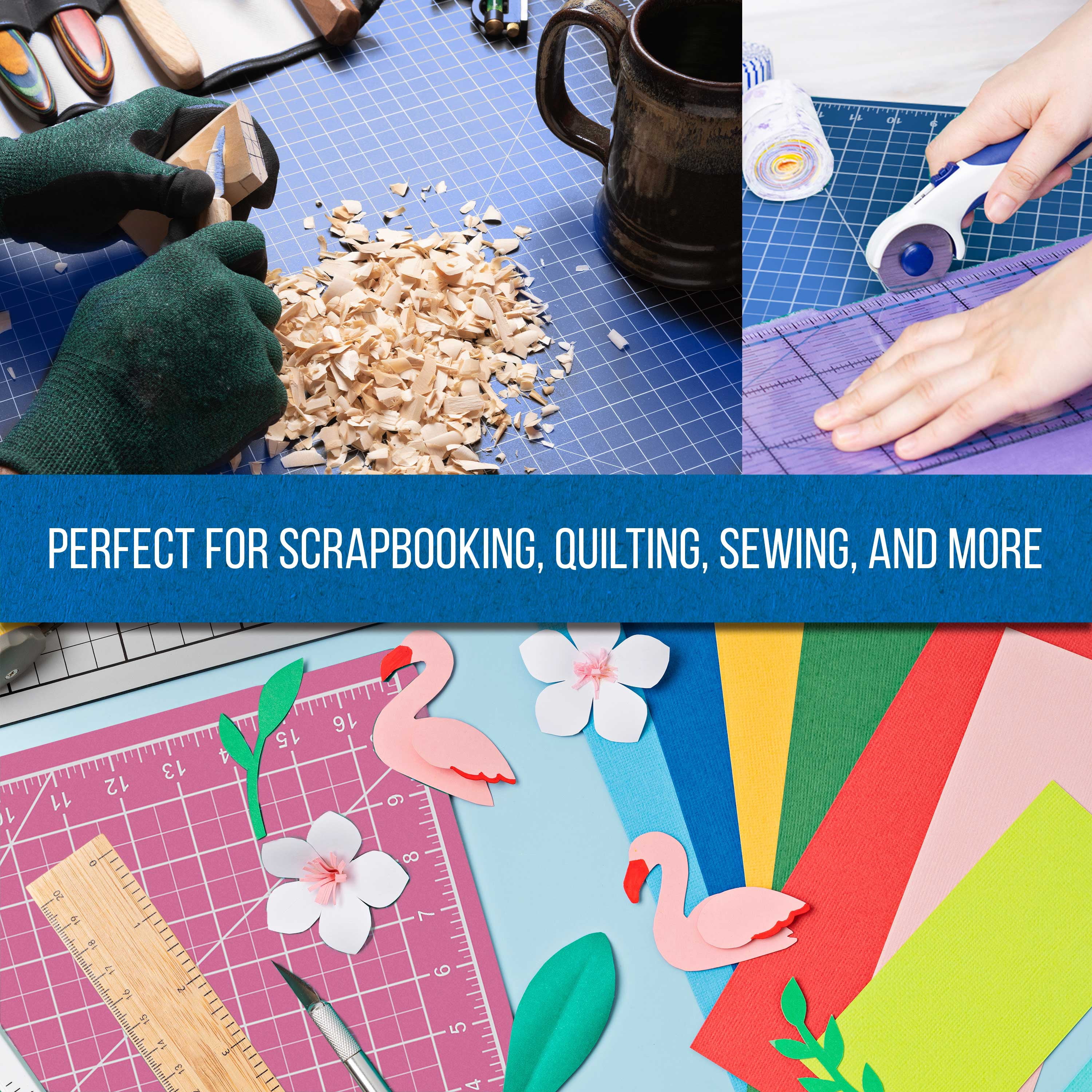 U.S. Art Supply 9" x 12" Self-Healing Cutting Mat 5-Ply - Double-Sided Pink/Blue Craft Mat, Non-Slip Cutting Mats for Crafts, Sewing, Quilting, Scrapbooking