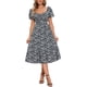 thumbnail image 2 of INSPIRE CHIC Vestido Largo Bohemio de Flores para Mujeres con Cuello Cuadrado y Mangas Cortas Abullonadas, Vestido Maxi Casual en Color Negro, 2 of 6