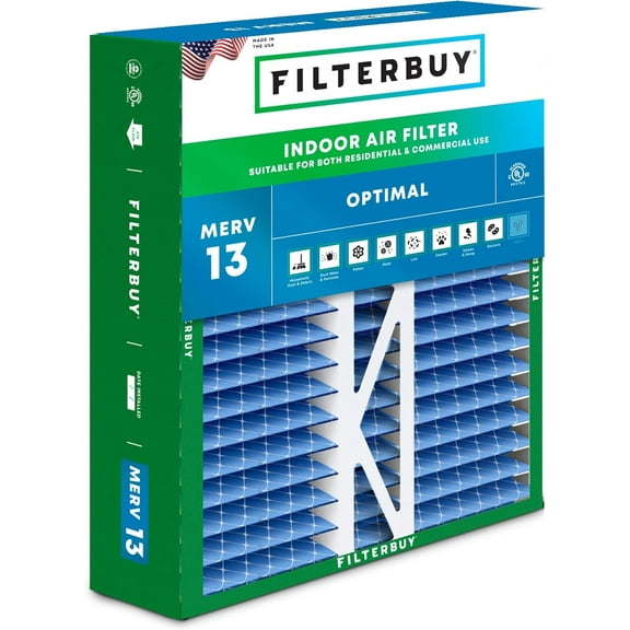 Filterbuy 16x22x5 MERV 13 Health Defense, Pleated HVAC AC Furnace Air Filters for Amana, Coleman, Goodman, York, and More (1-Pack)
