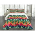thumbnail image 3 of Ambesonne Grunge Quilted Bedspread Set 3 Pcs, Crazy Funky Graffiti, Queen Size, Multicolor, 3 of 5