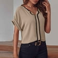 thumbnail image 6 of ZQUUVOU Women's Casual Printing Shirts Three Quarter Sleeve V Neck Button T-Shirt Tees Blouse Khaki, 6 of 6