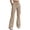 Khaki, variant on Womens Solid Color Multi Cargo Pocket Flare Sweatpants Elastic Drawstring High Waist Soft Stretchy Fabric Relaxed Fit Casual Streetwear Bootcut Everyday Trousers