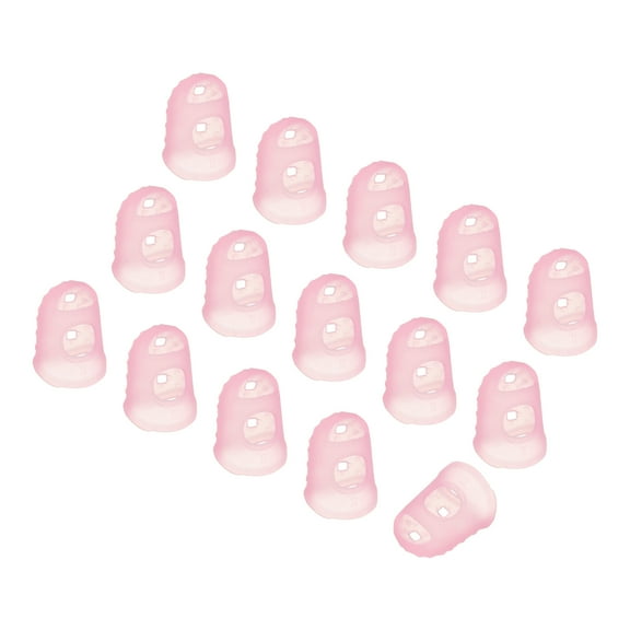 Uxcell Pink Silicone Finger Protectors Gloves Breathable Reusable Fingertip Caps with Air Holes M 15 Pcs