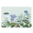 thumbnail image 1 of Ocean Cutting Board, Watercolor Style Effect Sea Life Pattern with Seaweed Jellyfish and Fish, Decorative Tempered Glass Cutting and Serving Board, Large Size, Reseda Green Jade Green, by Ambesonne, 1 of 1