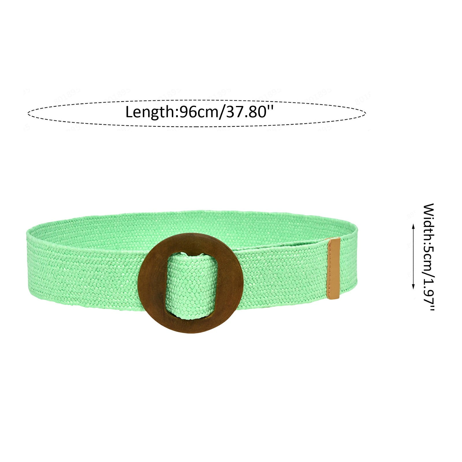4 Pcs Elastic Raffia Woven Belt, Boho Rattan Buckle Stretch Straw Wide Waist EnJoCho Women Straw Woven Belt Elastic Rattan Waist Belt  main image 2