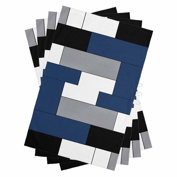 Navy Blue Black Grey Kitchen Towels Set of 4, Water Absorbent Dish Towel, Modern Irregular Geometric Abstract Decorative Hand Towels - Quick Drying Cloth for Cooking Baking, 18x28 Inch