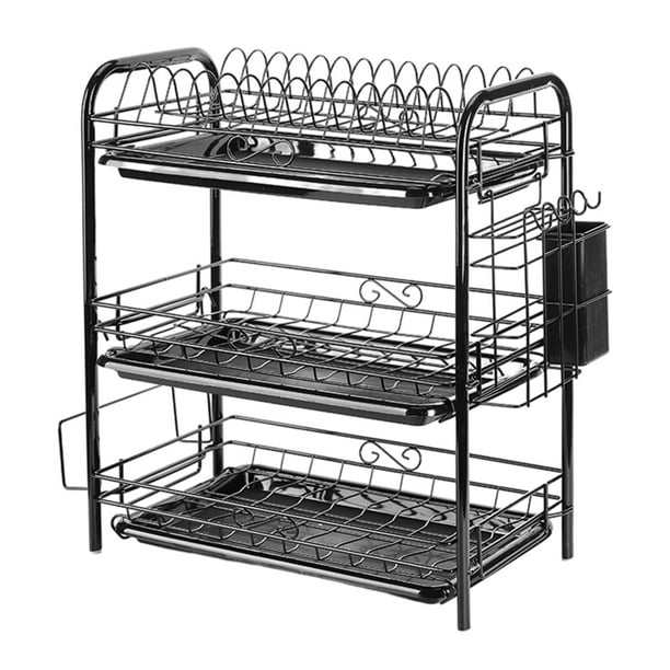 Escurridor de ptos Organizador de utensilios de mostrador 3 nivel Sunnimix Estante de secado para platos