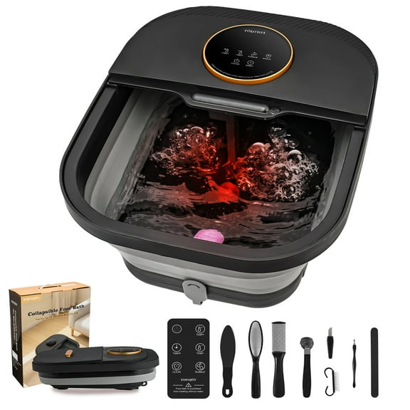 Collapsible Foot Spa with Heat and Massage Rollers,,Bubbles, Temperature Control, Remote Control, Pedicure Foot Spa Kit