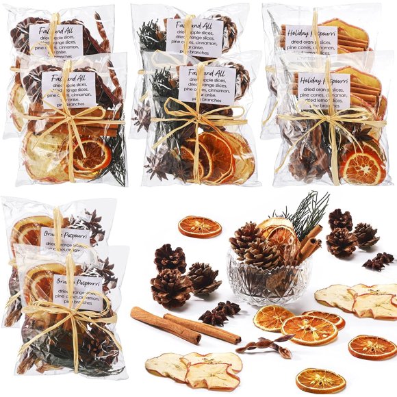 8 Pack Christmas Stovetop Potpourri Xmas Simmer Pot Kit Dried Orange Apple Pieces Potpourri Simmer Pot Room Air Freshener Sachet Botanical Catchall Bowl Filler Decor for Holiday Xmas Decor