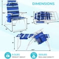 thumbnail image 2 of Pirecart Folding Tall Beach Chair, Height 17" Beach Chair W/ 5-Position Lay Flat, Headrest, Cooler Pouch, Blue and White Stripes, 2 of 11